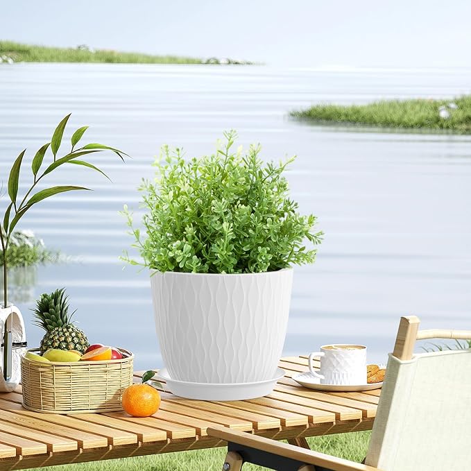 7 inch Plant Pots, 5 Pack Flower Pots - Image 7