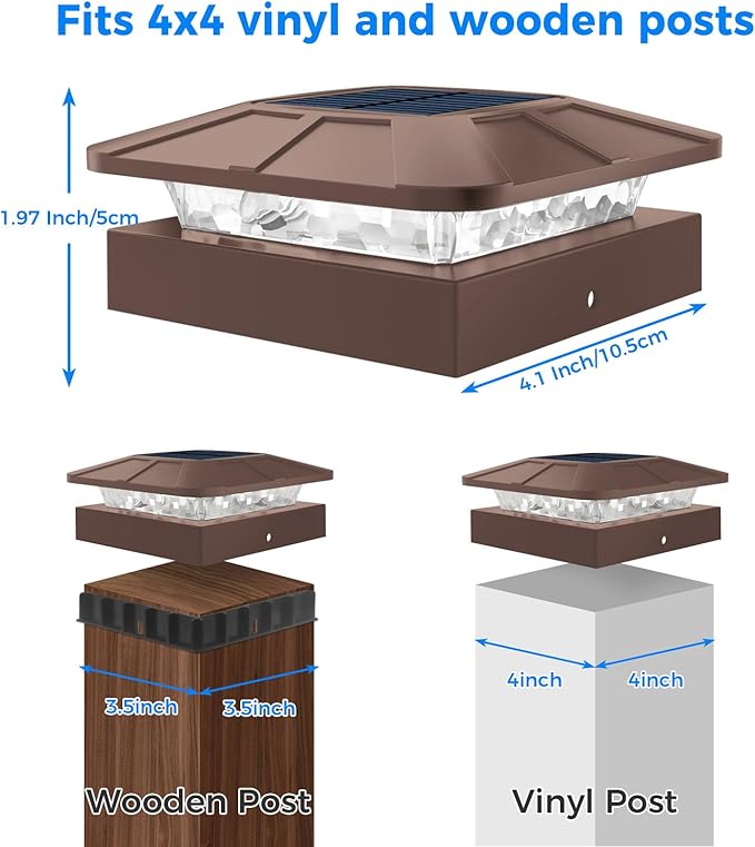 Peasur 6 Packs 4x4 Post Solar Lights - Image 3