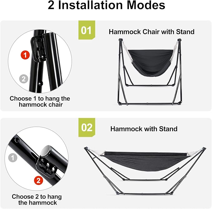 2-in-1 Hammock & Swing Chair for Teens – Adjustable Folding Chair - Image 5
