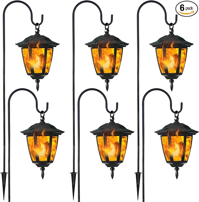 Dynaming 6 Pack Solar Flame Hanging Lights Outdoor, Halloween Solar Flickering by Dynaming