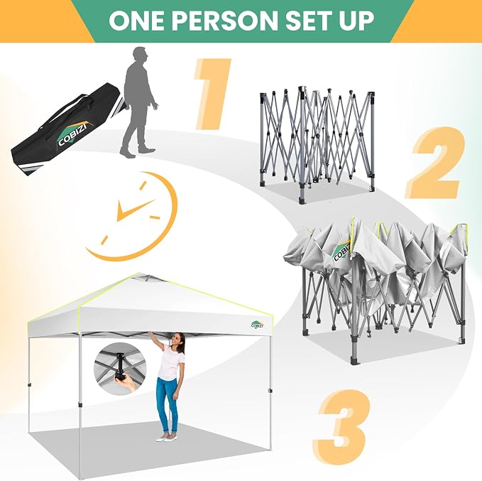 COBIZI 10x10 Pop Up Canopy Tent, Outdoor Party Tent Without Sidewall One Push - Image 2
