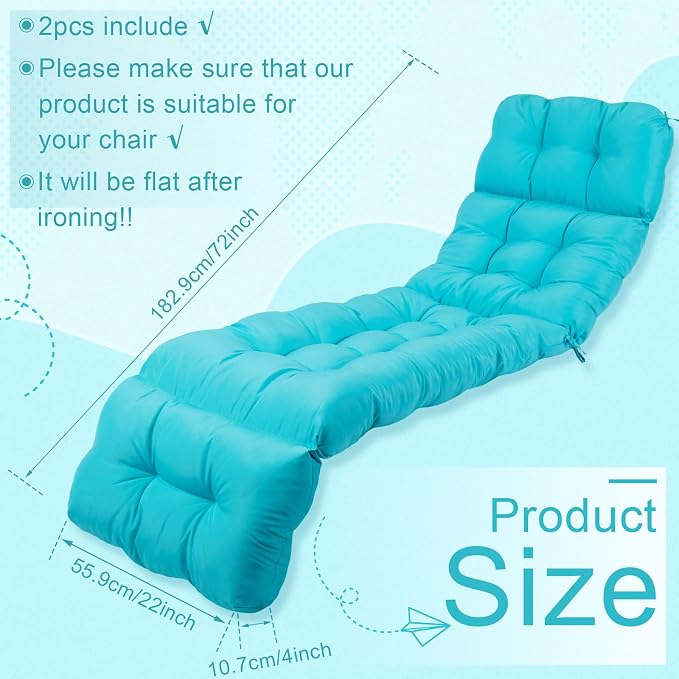 Outdoor Chaise Lounge Chair Cushion 72 x 22 x 4.21 Inches Thick Tufted Patio - Image 2
