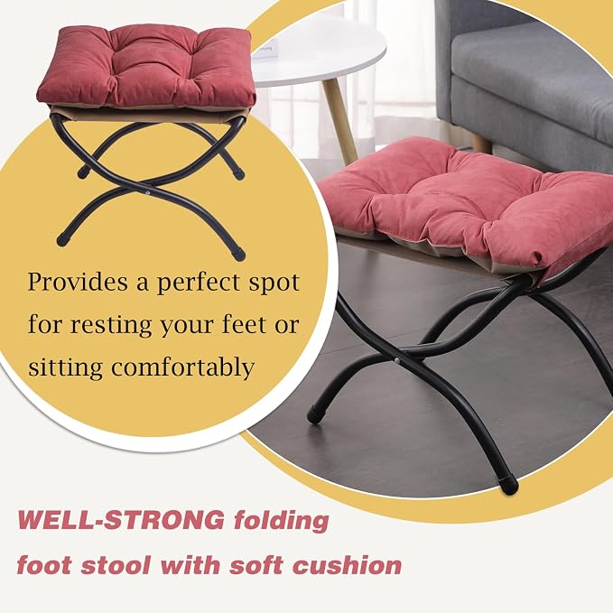 15" Foldable Foot Stool Ottoman - Image 4