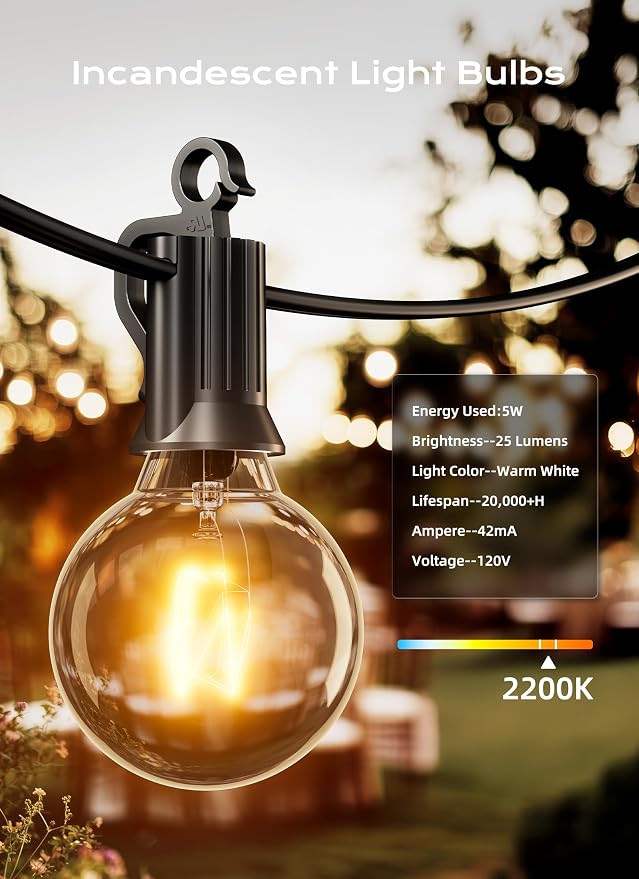 Brightown G40 Clear Light Bulbs Outdoor Light Bulbs Globe E12 Candelabra Screw - Image 3