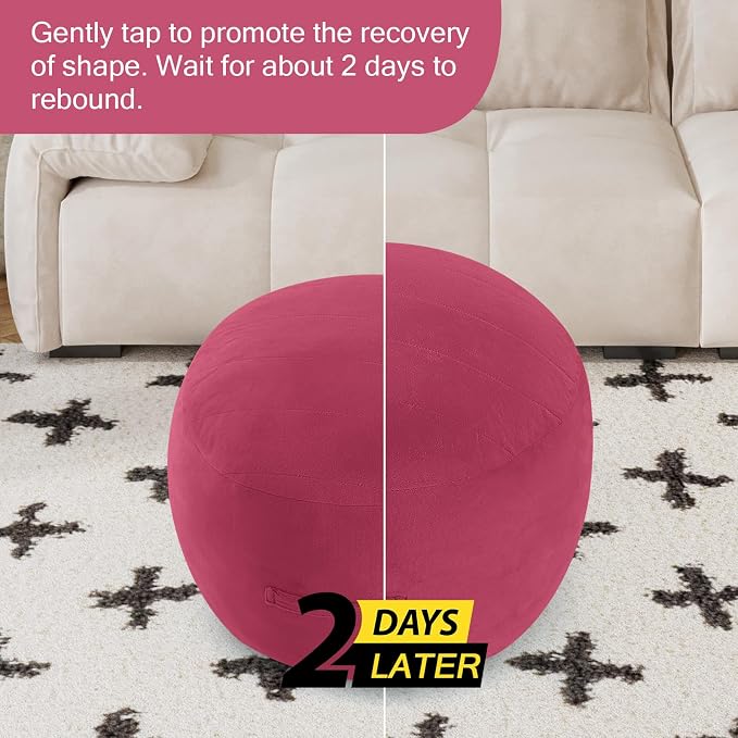 MeMoreCool Round Stuffed Pouf Ottoman Foot Rest, Floor Pouf Foot Stool - Image 7