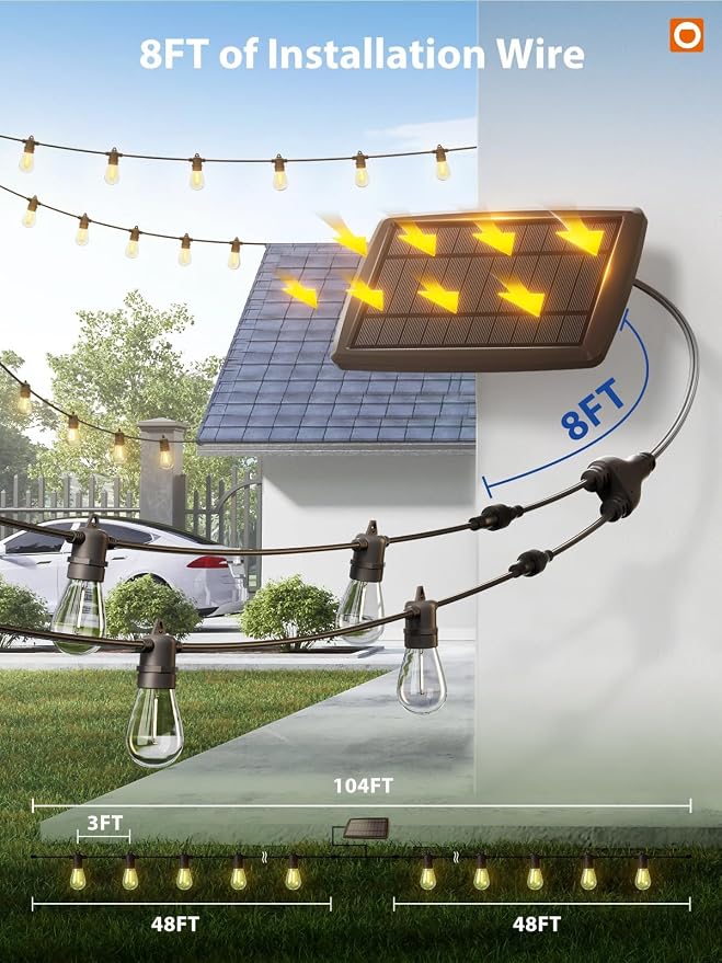 addlon 104FT Solar String Lights Outdoor Waterproof - Image 6