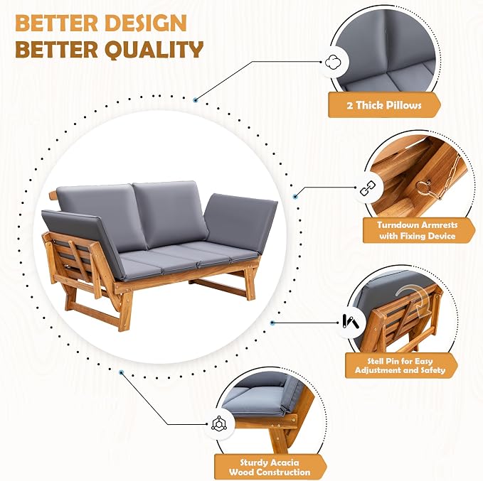Greesum Patio Convertible Couch Sofa Bed - Image 7