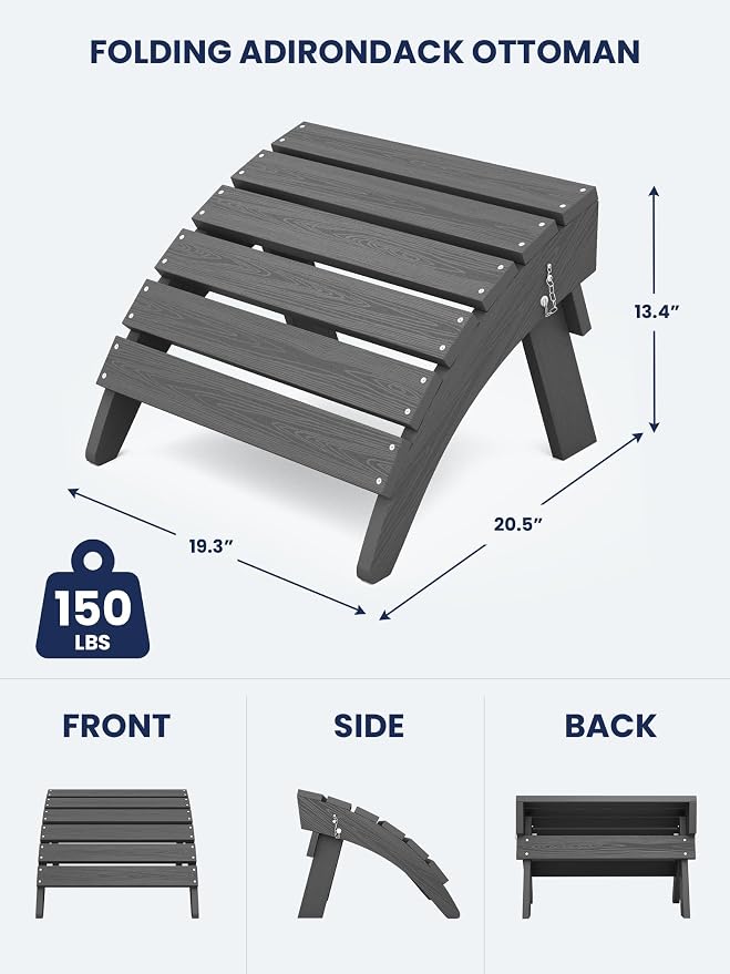 KINGYES Folding Adirondack Ottoman - Image 3