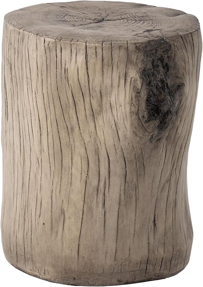 SUNBURY Stump Side Table, Concrete Side Table Coffee Log End Table, Patio Faux by SUNBURY