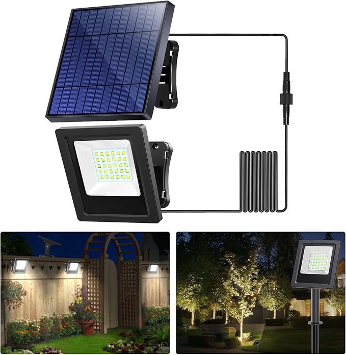 Solar Lights Outdoor Bright Solar Flood Lights 4400mAh 5500K Dusk to Dawn Led by Lightonight