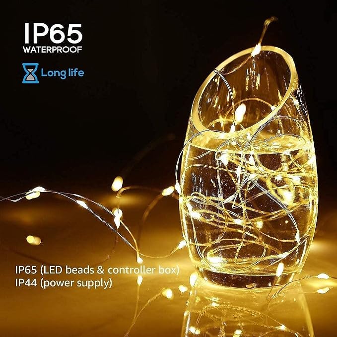 2 Pack Solar Powered Fairy String Lights Outdoor Waterproof 8 Modes Twinkle - Image 3