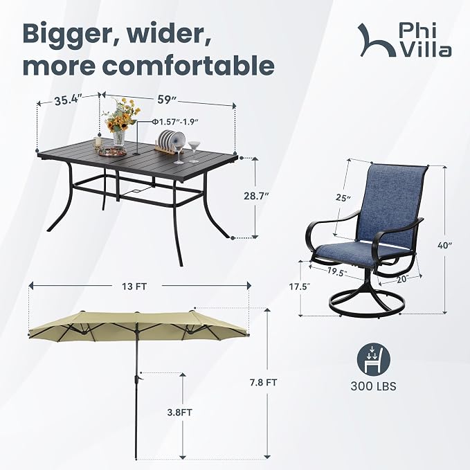 PHI VILLA 8 Piece Patio Dining Set - Image 8
