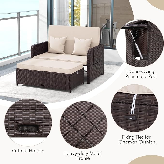 RELAX4LIFE Wicker Patio Outdoor Daybed - Image 9
