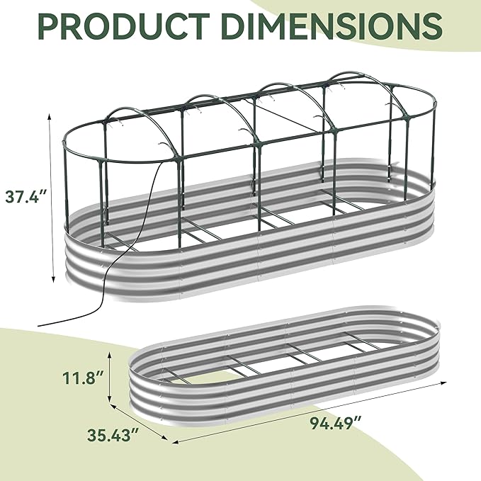 Raised Garden Bed with Self-Watering System, Oval Galvanized Raised Beds - Image 4