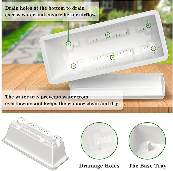 Planter Boxes for Domestic Gardening 8 Pcs, 17 Inch Long Window Sill Planter - Image 4