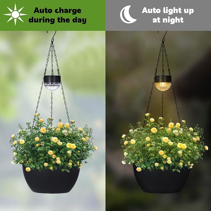 BAYN 2 Packs Solar Hanging Basket Planters - Image 5