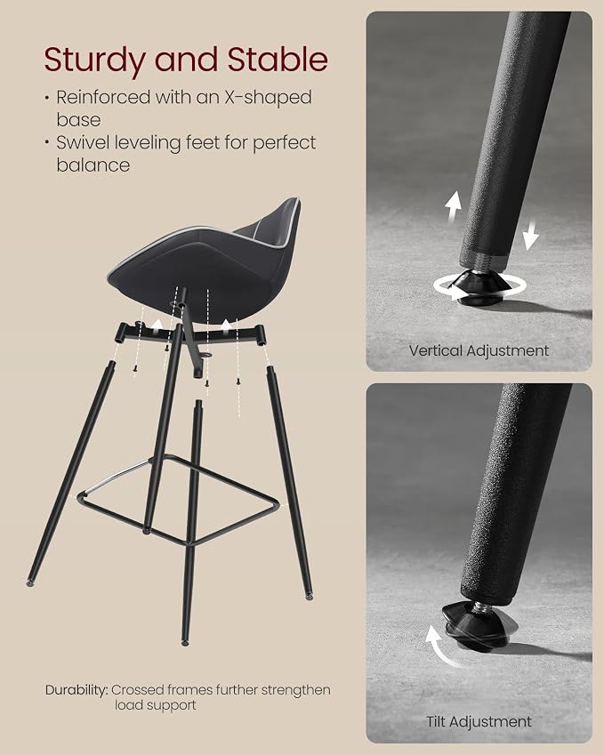 VASAGLE Bar Stools Set of 2, Bar Height Bar Stools - Image 9