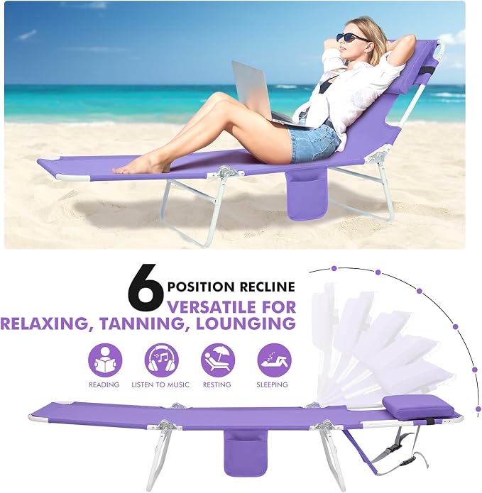 3 in 1 Women Comfort Backpack Beach Tanning Lounge Chair - Image 7