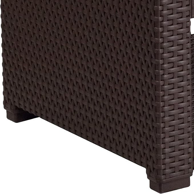 Flash Furniture Seneca Chocolate Brown Faux Rattan End Table - Image 7
