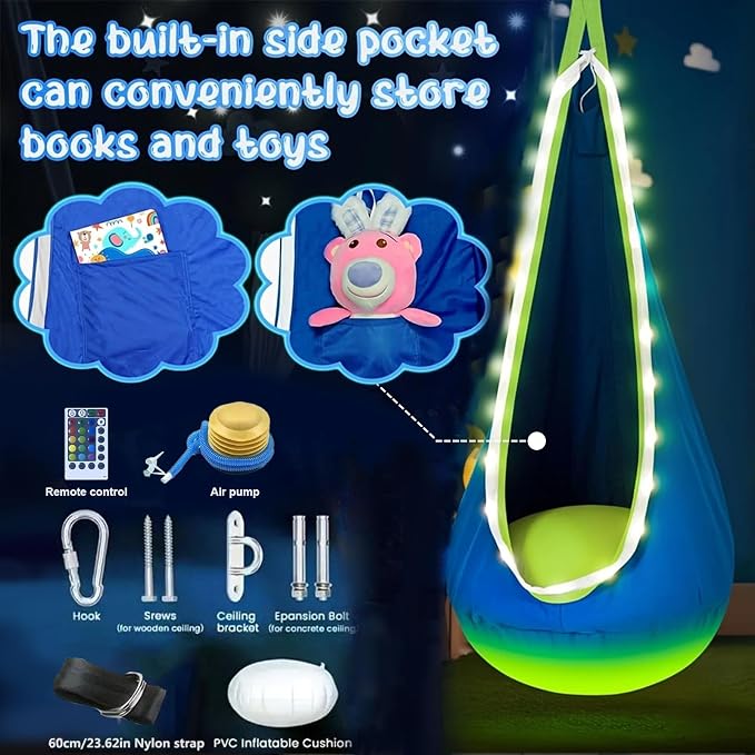 Light Up Swing Chair Hammock Chair Indoor Outdoor - Image 2