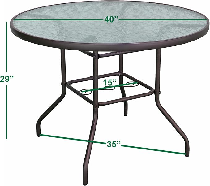Garden Elements Outdoor Patio Furniture, Round Dining Table, Steel Base and Rim - Image 3