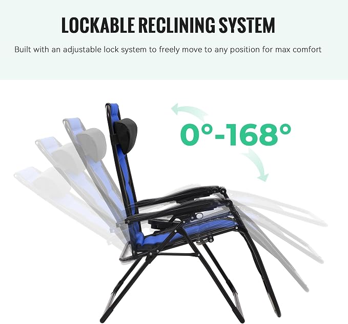 JEAREY Oversized Padded Zero Gravity Chairs, Folding Lounge Chair Outdoor Patio - Image 6