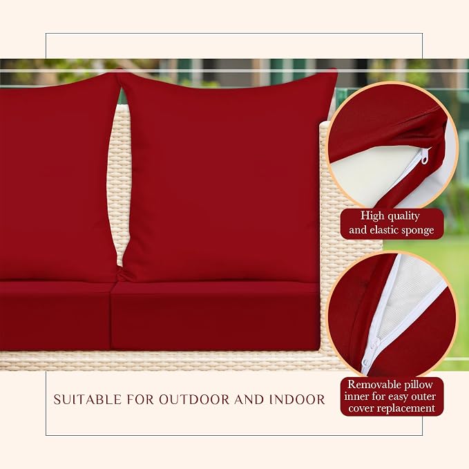 Hoteam 6 Set Outdoor Chair Cushions 20 x 20 Inch Patio Cushions Deep Seat - Image 4