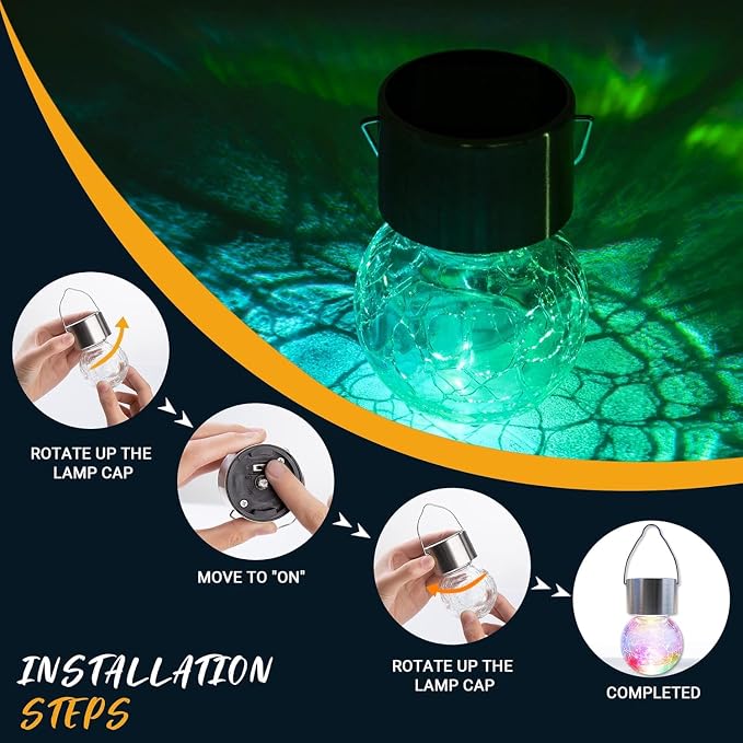 GIGALUMI Solar Lights Outdoor Waterproof, 8 Pack Solar Hanging Lights Garden - Image 7