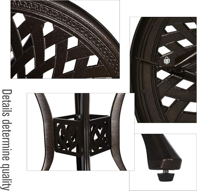 YUSING 31" Outdoor Dining Table, Patio Cast Aluminum Table, Furniture Set - Image 3
