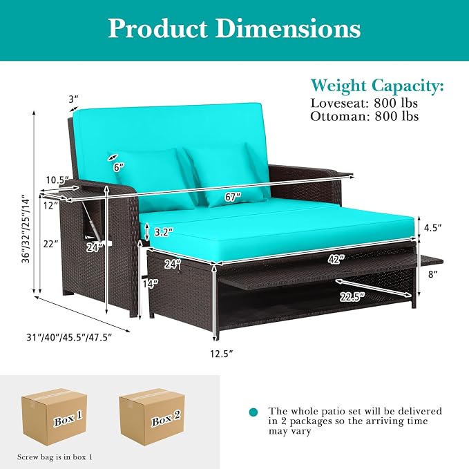 Tangkula Patio Rattan Daybed - Image 4
