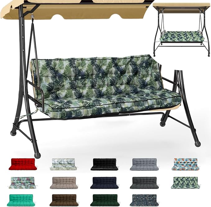 Waterproof Porch Swing Cushion Replacement, 2–3 Seat Swing Seat Cushion by RUFXIEZW