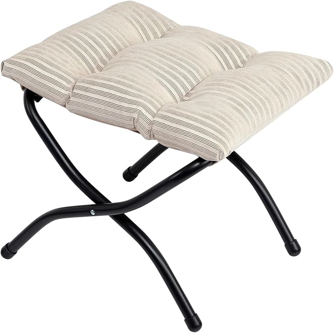 HollyHOME 15" Folding Footrest Stool, Upholstered Small Foldable Ottoman by HollyHOME