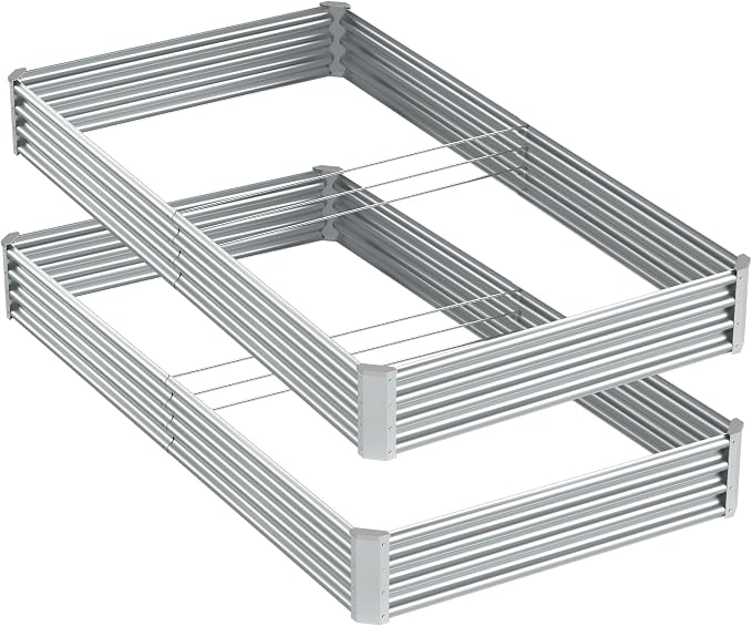 2PCS 8x4x1FT Galvanized Raised Garden Bed, Galvanized Planter Raised Garden - Image 7