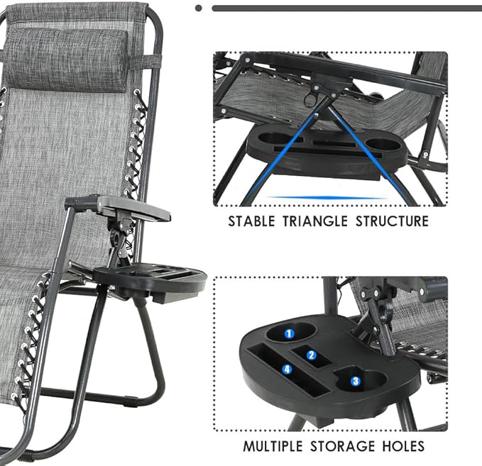 FDW Set of 2 Lawn Outdoor Deck Camping Folding Patio Beach Anti Recliner Pool - Image 5