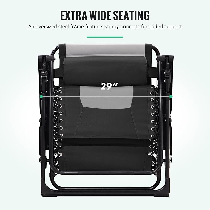 JEAREY Oversized Padded Zero Gravity Chairs, Folding Lounge Chair Outdoor Patio - Image 4