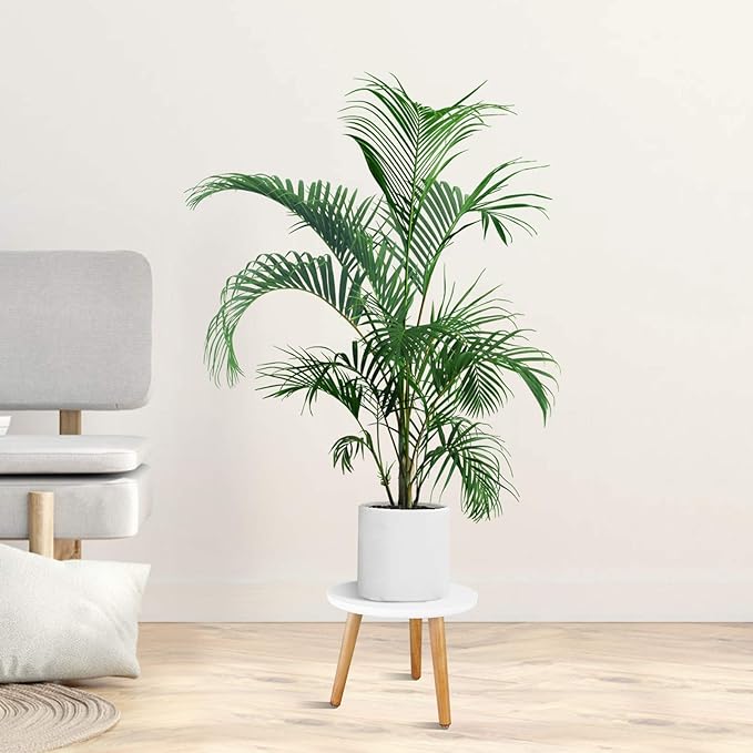 Uneedem Indoor Plant Stand, Wood Mid Century Modern Small Round Side Plant Table - Image 7