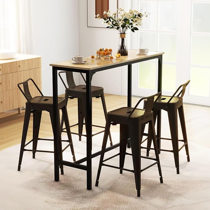 COSTWAY Metal Bar Stools Set of 4, - Image 2