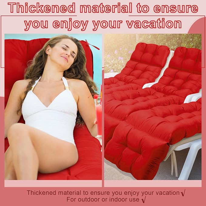 Outdoor Chaise Lounge Chair Cushion 72 x 22 x 4.21 Inches Thick Tufted Patio - Image 4