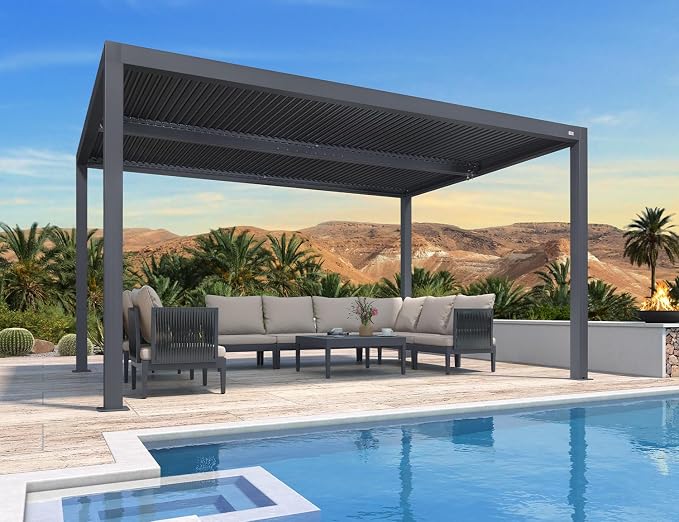 PURPLE LEAF Louvered Pergola 94AS 10' x 14' Outdoor Aluminum Pergola - Image 2