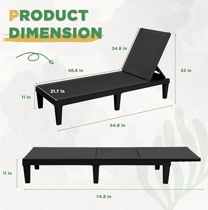 Greesum Outdoor Chaise Lounge Chairs Set of 4 - Image 3