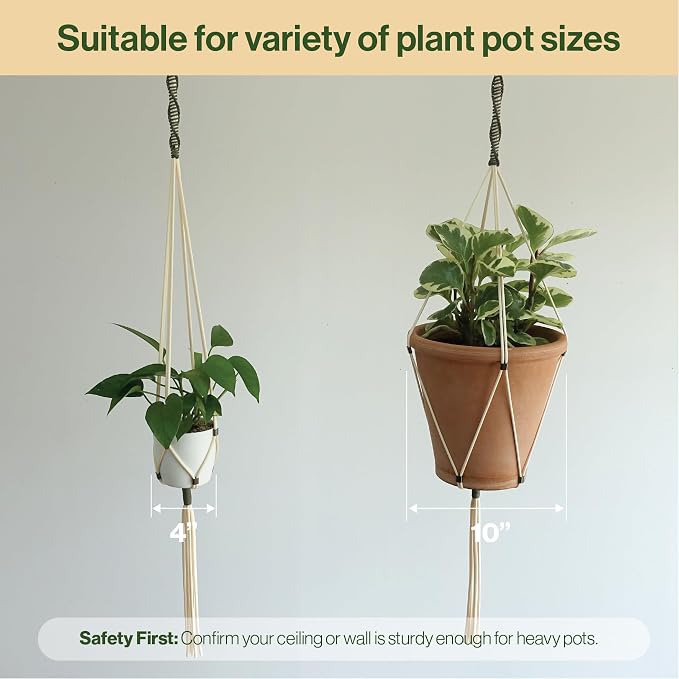 Macrame Plant Hanger Polyester Rope 42 Inch Outdoor Indoor Adjustable Hanging - Image 8