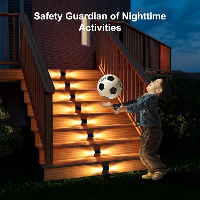 12 Pack Solar Powered Stair Lights Outdoor Waterproof Warm White Lamp - Image 7