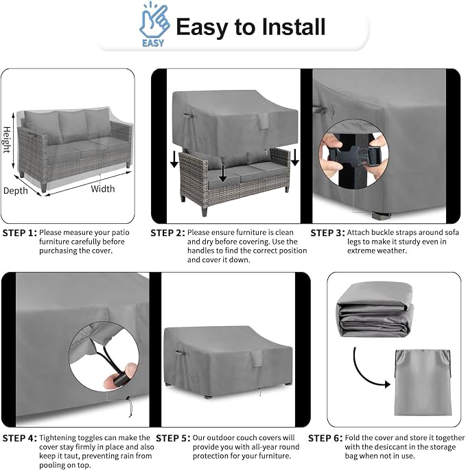 OutdoorLines Outdoor Waterproof Patio 3-Seater Couch Cover - Image 6