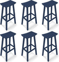 Outdoor Bar Stools Set of 6, 29 Inch All-Weather HDPE Bar Height Chairs by KULAMOONLIFEHOUSE