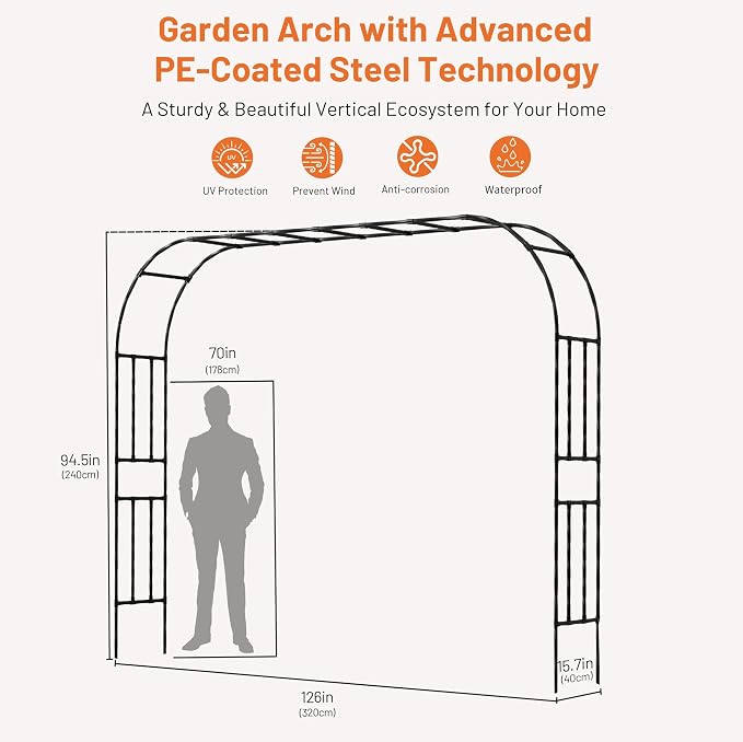 Garden Arch, Trellis for Climbing Plants Outdoor, Garden Arch Arbor for Flower - Image 2