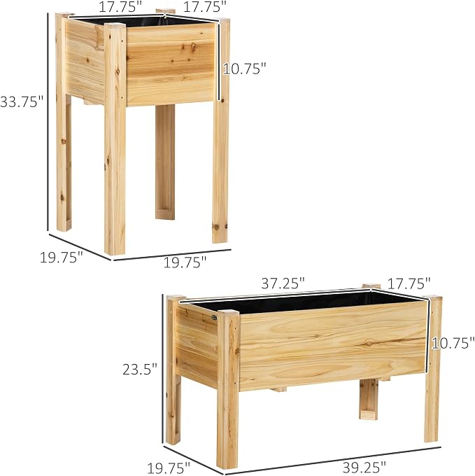 Outsunny Raised Garden Bed Set of 3, Wooden Elevated Planter Box - Image 7