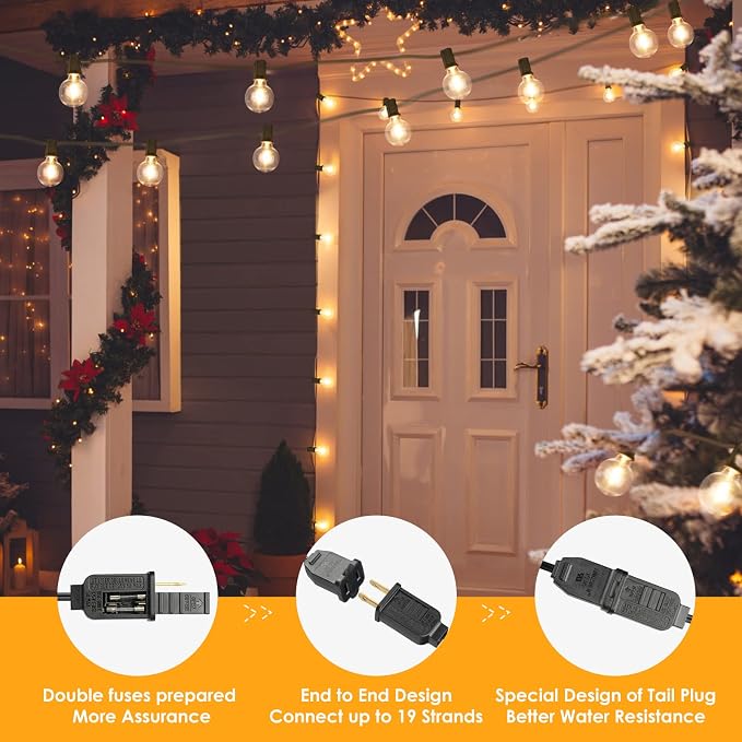 Mlambert 50Ft LED Outdoor String Lights G40 Globe Dimmable Patio Light - Image 6