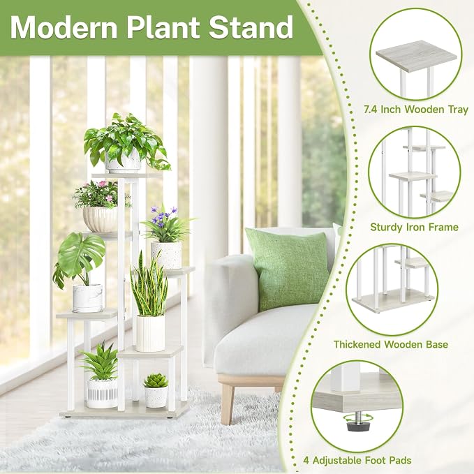 iDavosic.ly 6 Tier Plant Stand Indoor, Tiered Corner Plant Shelf - Image 4