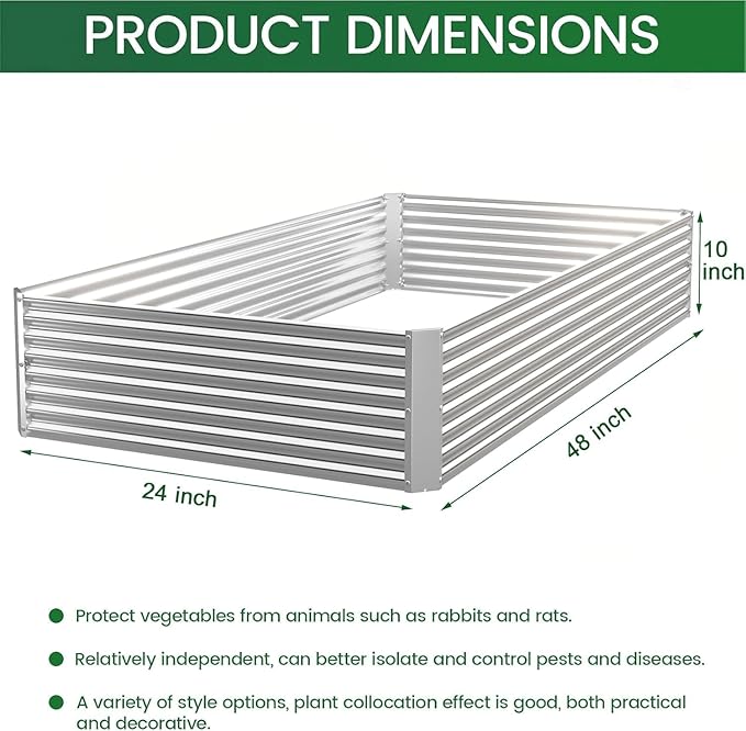 3 Pack Raised Beds for Gardening, Corrugated Galvanized Steel Raised Garden Bed - Image 2
