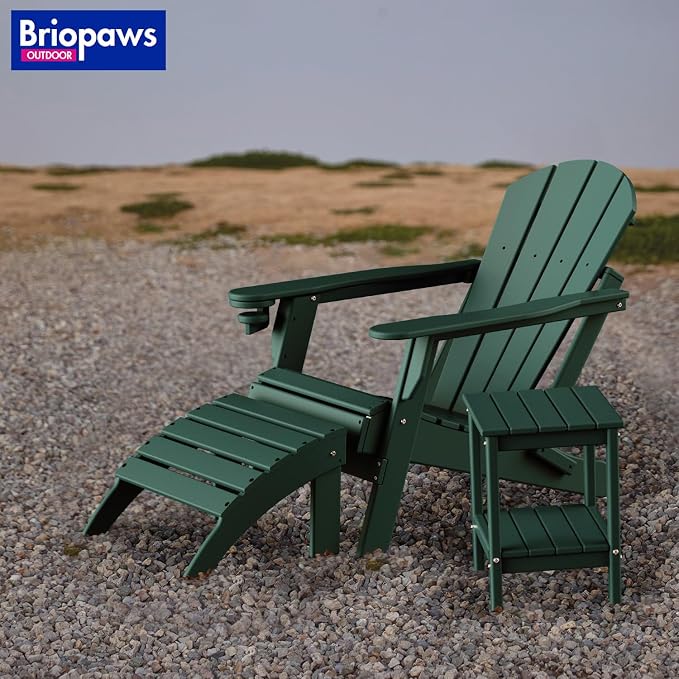 BRIOPAWS Adirondack Ottomans | Folding | Set of 2 | HDPE Plastic | Forest - Image 7